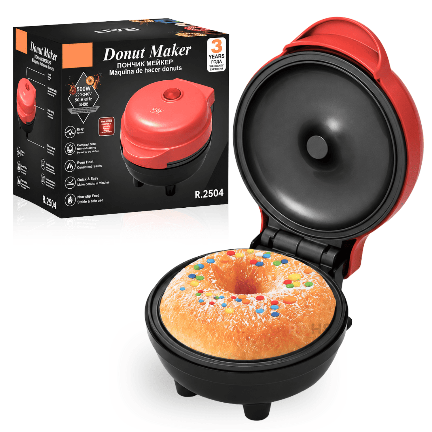 PACK X2 MÁQUINA PARA DONA Y WAFFLE DE CORAZÓN ANTIADHERENTE ELÉCTRICA - 6