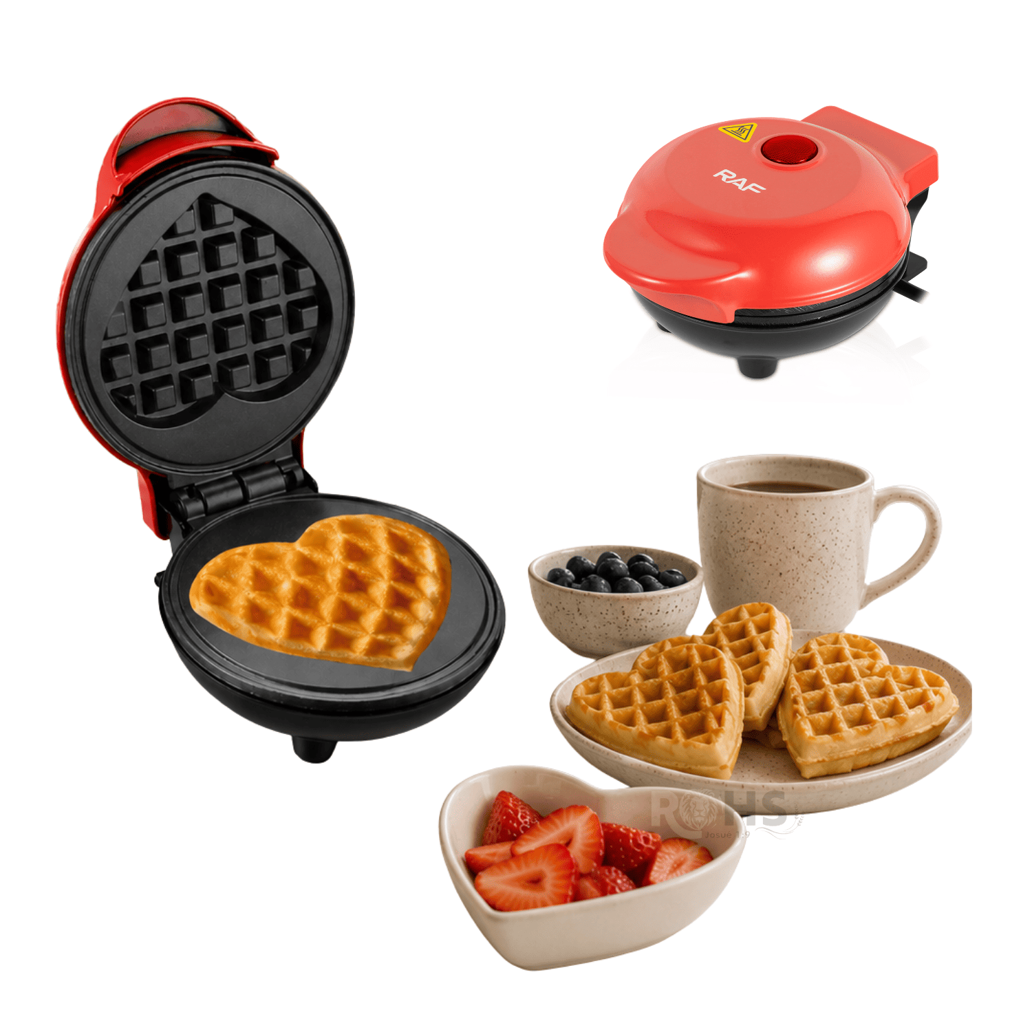 WAFFLERA ELÉCTRICA CON FORMA DE CORAZÓN RAF R.2220 CON PLACAS ANTIADHERENTES - 6