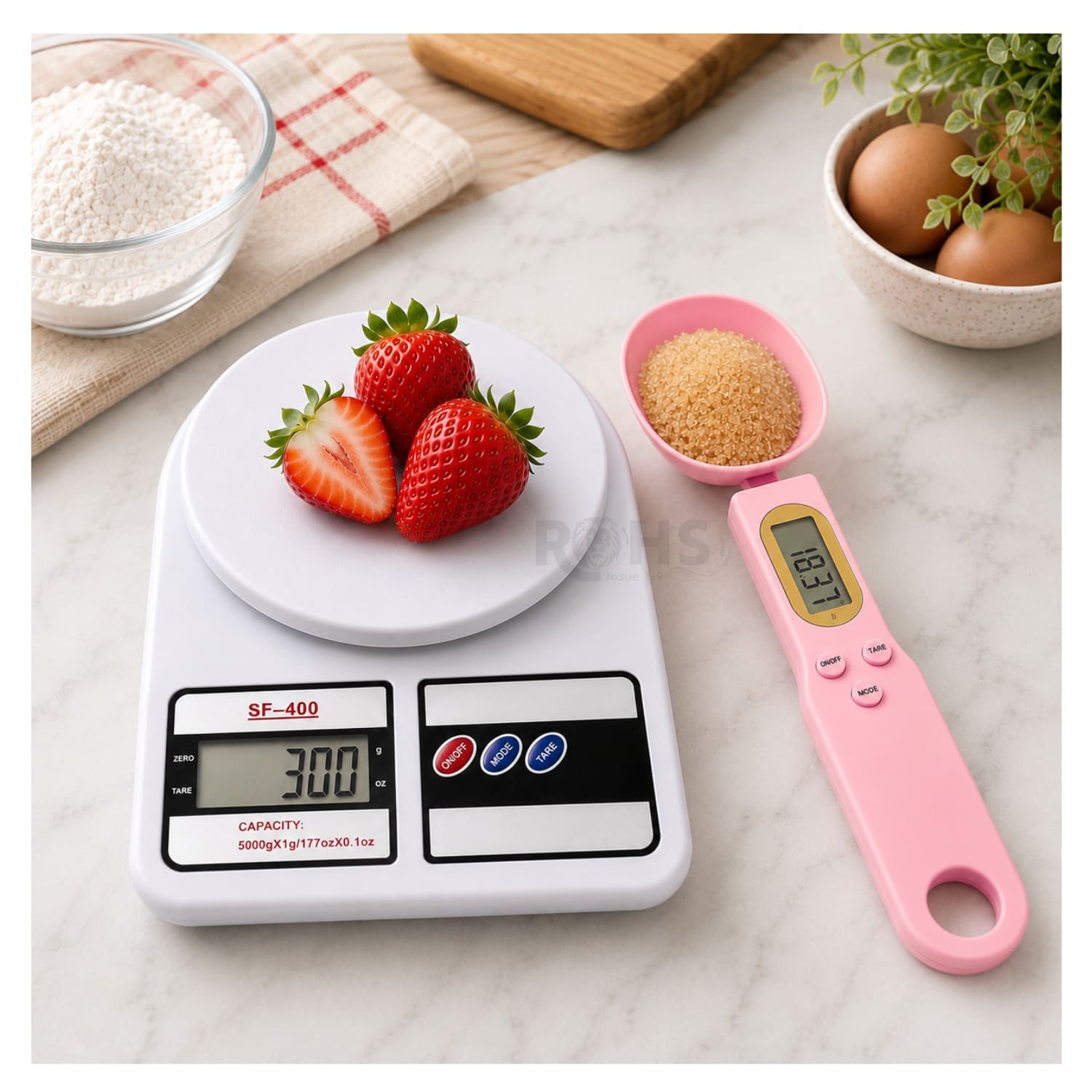 DÚO BALANZA DIGITAL DE COCINA + CUCHARA GRAMERA DIGITAL ROSA CON MEDICIÓN PRECISA - 2