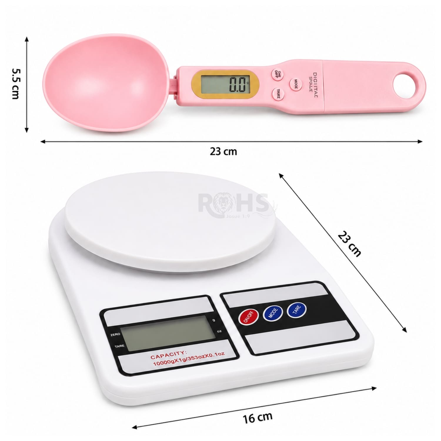 DÚO BALANZA DIGITAL DE COCINA + CUCHARA GRAMERA DIGITAL ROSA CON MEDICIÓN PRECISA - 3