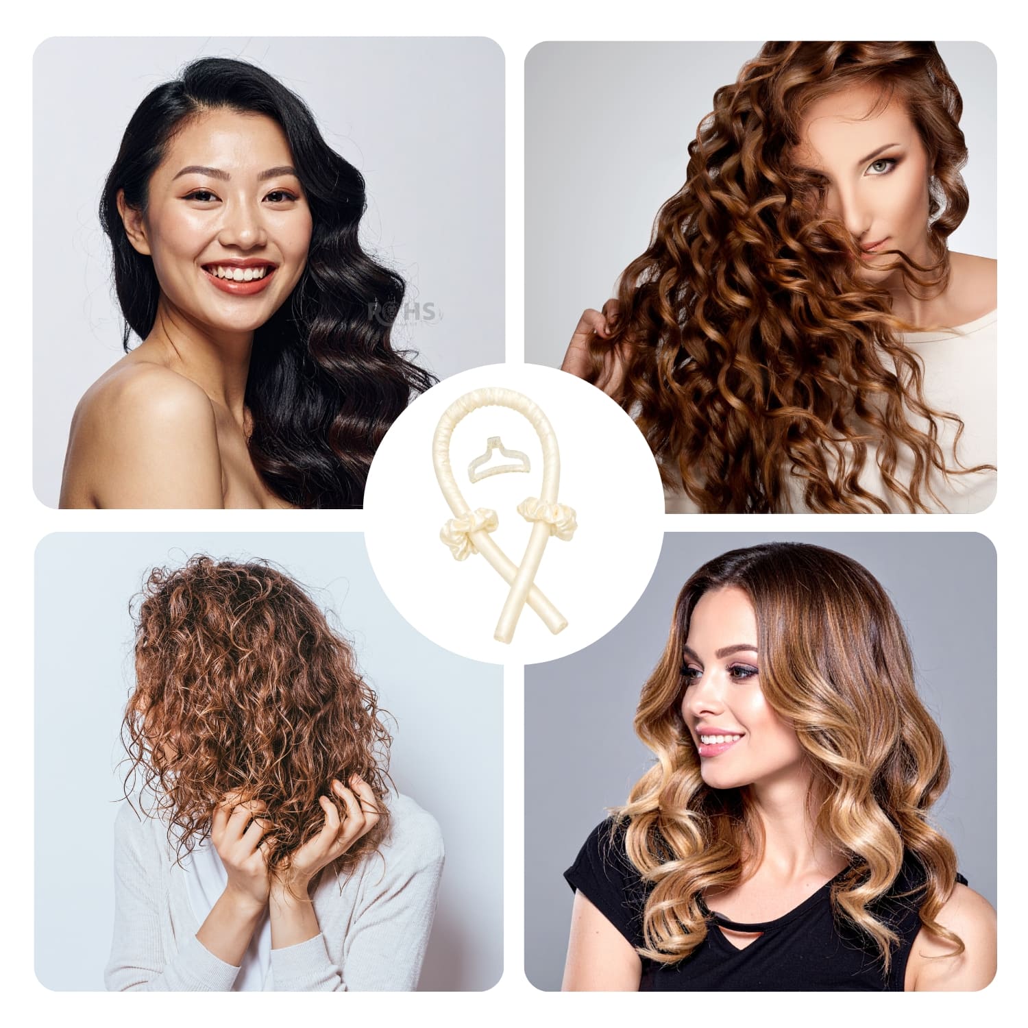 KIT RIZADOR CREMA DE CABELLO SIN CALOR CON ACCESORIOS RIZOS NATURALES - 7