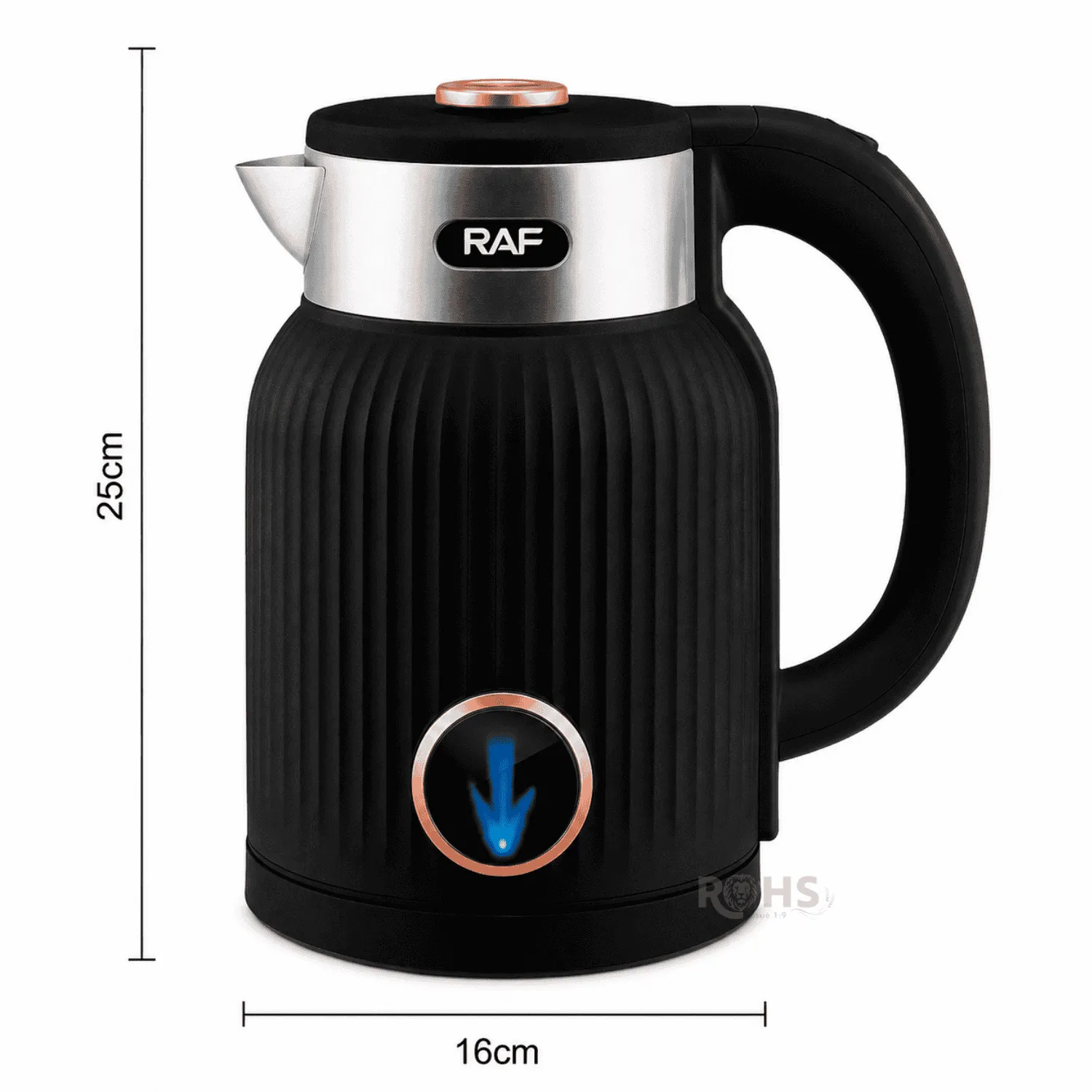 HERVIDOR ELÉCTRICO RAF R.7984 1.5L 1500W CON APAGADO AUTOMÁTICO Y BASE GIRATORIA 360° NEGRO - 2