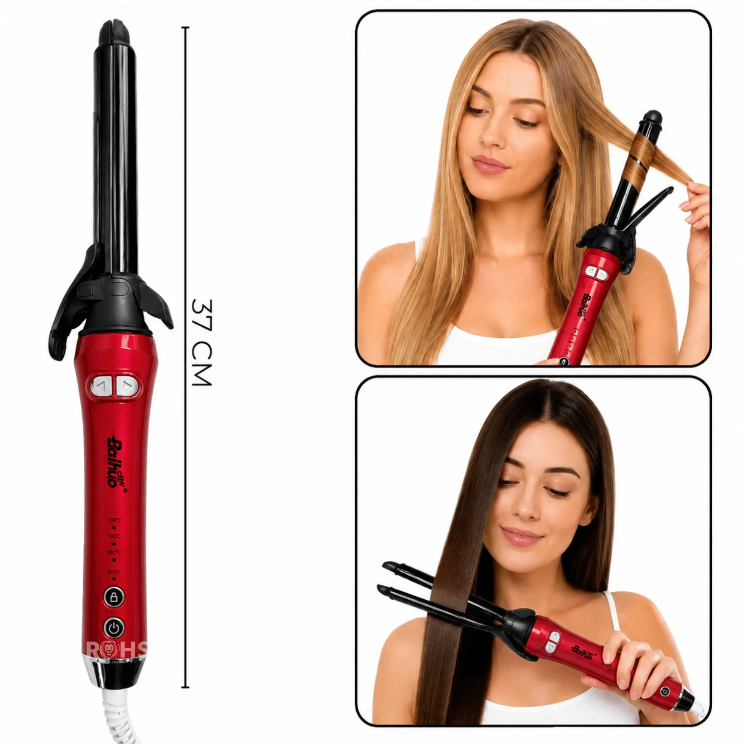 RIZADOR Y ALISADOR DE CABELLO 2 EN 1 BAIHUO CITY MY-7887 - ALISA, RIZA Y ONDULA - COLOR ROJO - 4