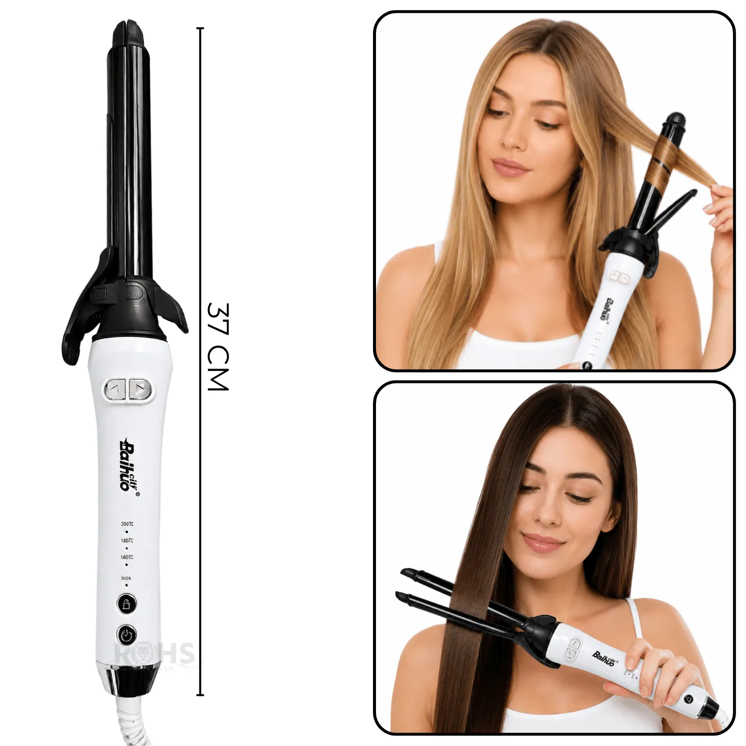 RIZADOR Y ALISADOR DE CABELLO 2 EN 1 BAIHUO CITY MY-7887 - DISEÑO BLANCO Y CERÁMICO - 5