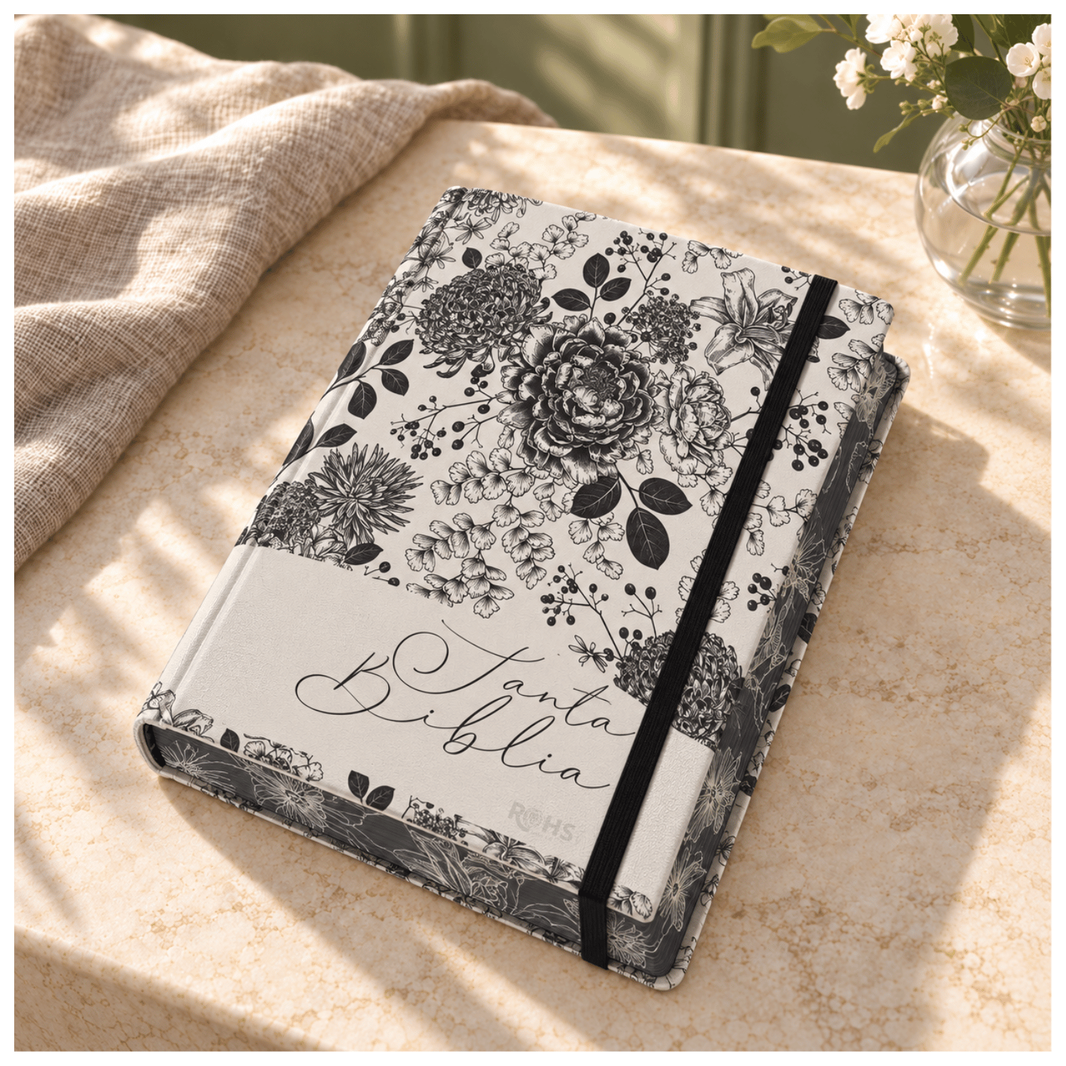 BIBLIA DE APUNTES REINA VALERA 1960 - TAPA DURA DISEÑO FLORAL BLANCO Y NEGRO CON MARGEN AMPLIO - 3