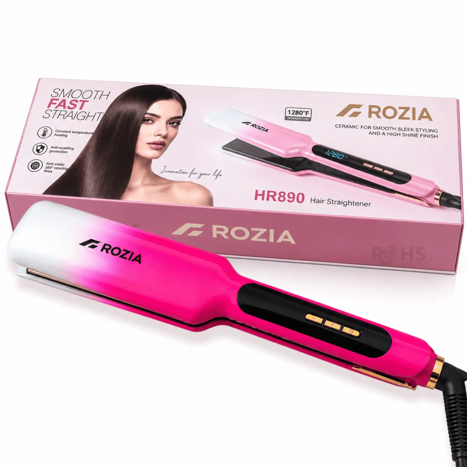 PLANCHA ALISADORA DE CABELLO ROZIA HR-890 – PROFESIONAL, LACEADORA Y MOLDEADORA - 7
