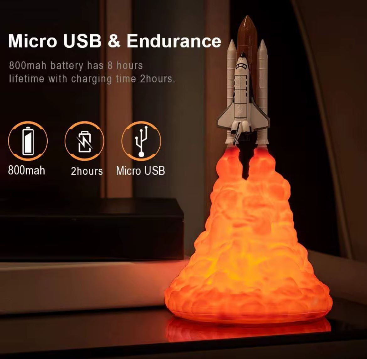 LAMPARA DE COHETE 3D LED - 3
