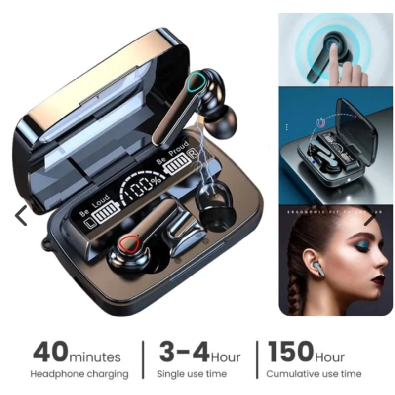 AUDÍFONOS INALAMBRICOS IN-EAR M19 5.3 BLUETOOTH CON POWER BANK - 1