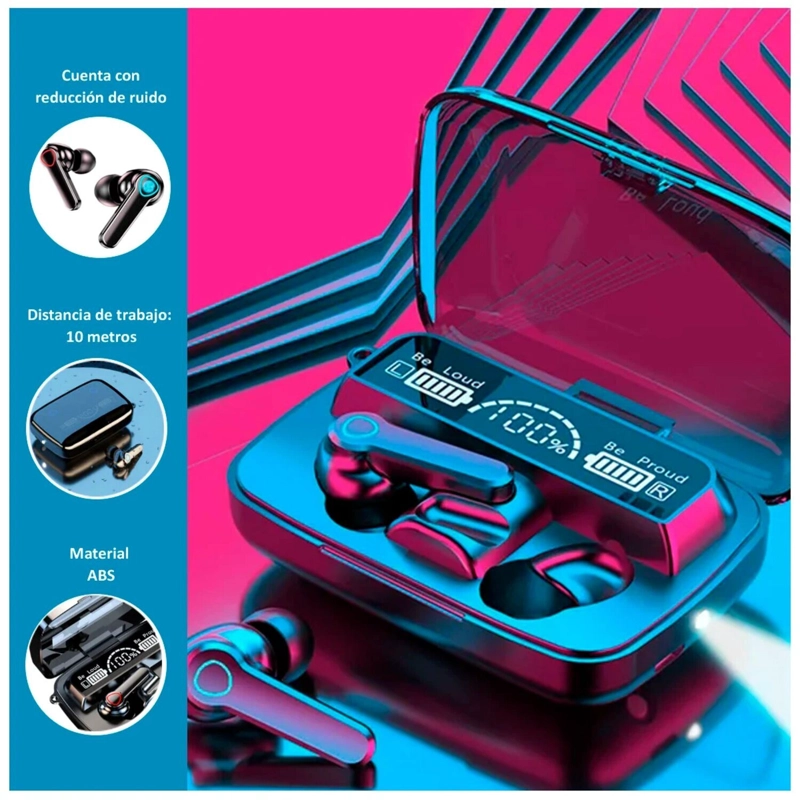 AUDÍFONOS INALAMBRICOS IN-EAR M19 5.3 BLUETOOTH CON POWER BANK - 2