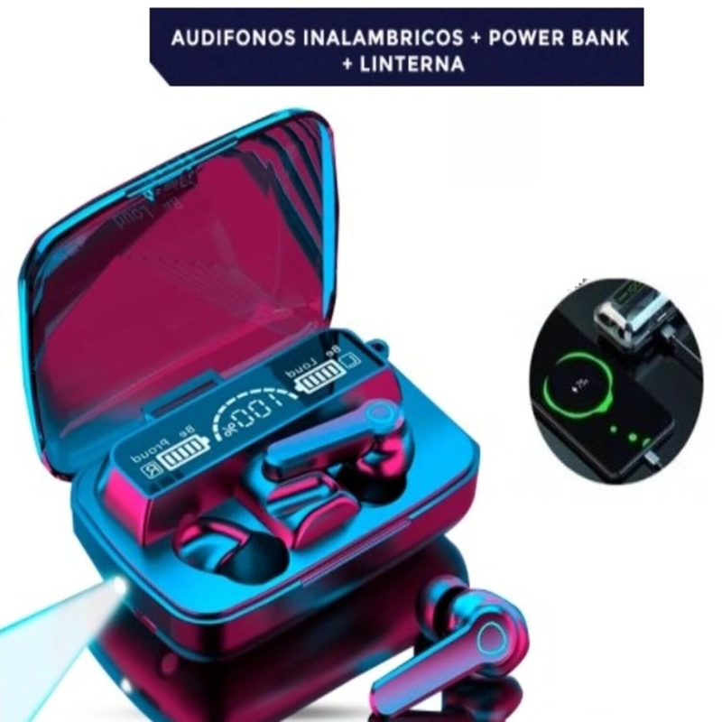 AUDÍFONOS INALAMBRICOS IN-EAR M19 5.3 BLUETOOTH CON POWER BANK - 3
