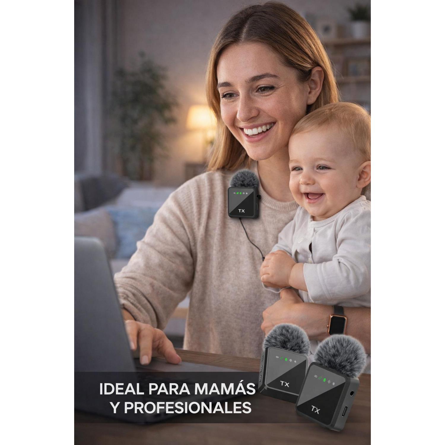 MICRÓFONO SOLAPERO INALÁMBRICO SONIDO CLARO PARA VIDEOS Y STREAMING - 2