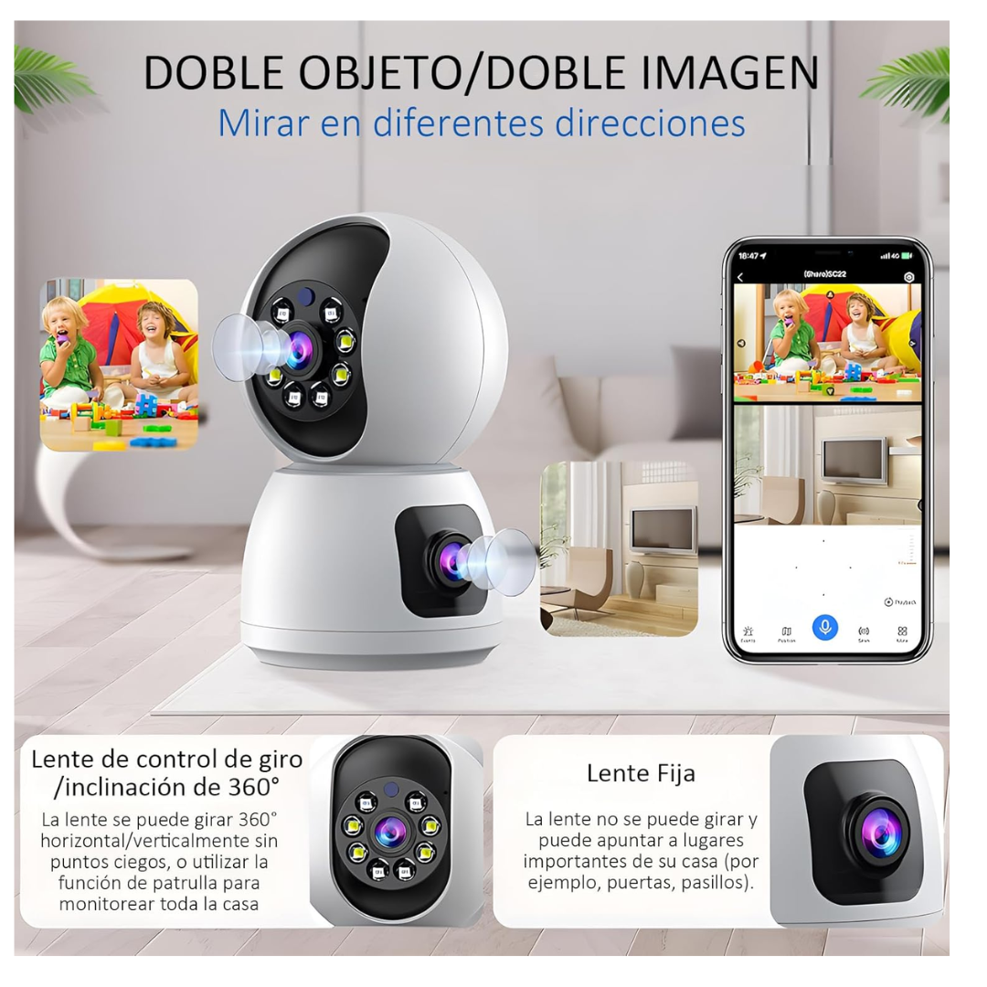 MONITOR DE BEBÉ, MASCOTAS Y ADULTOS MAYORES – VISIÓN NOCTURNA Y COMUNICACIÓN BIDIRECCIONAL CON DOBLE LENTE SEGUIMIENTO HUMANO - 3
