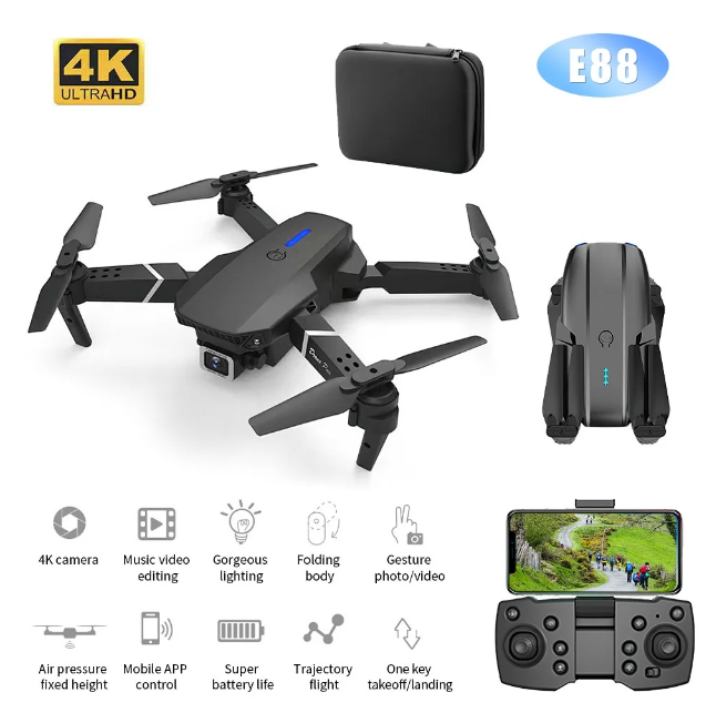 MINI DRON PROFESIONAL PORTATIL E88 CAMARA HD - 4
