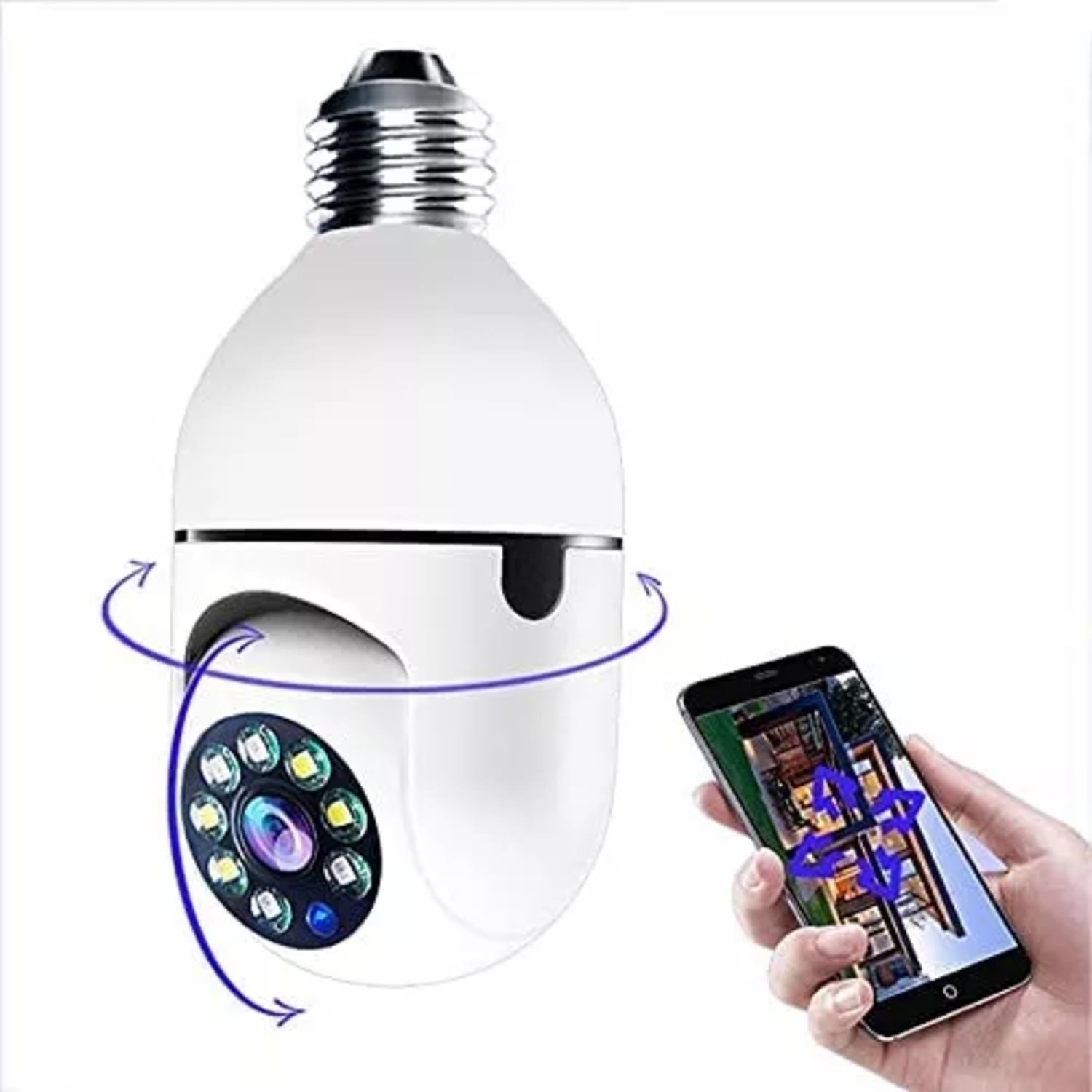 FOCO CAMARA ESPÍA SEGURIDAD VISION NOCTURNA FACIL INSTALAR GIRO 360 - 1