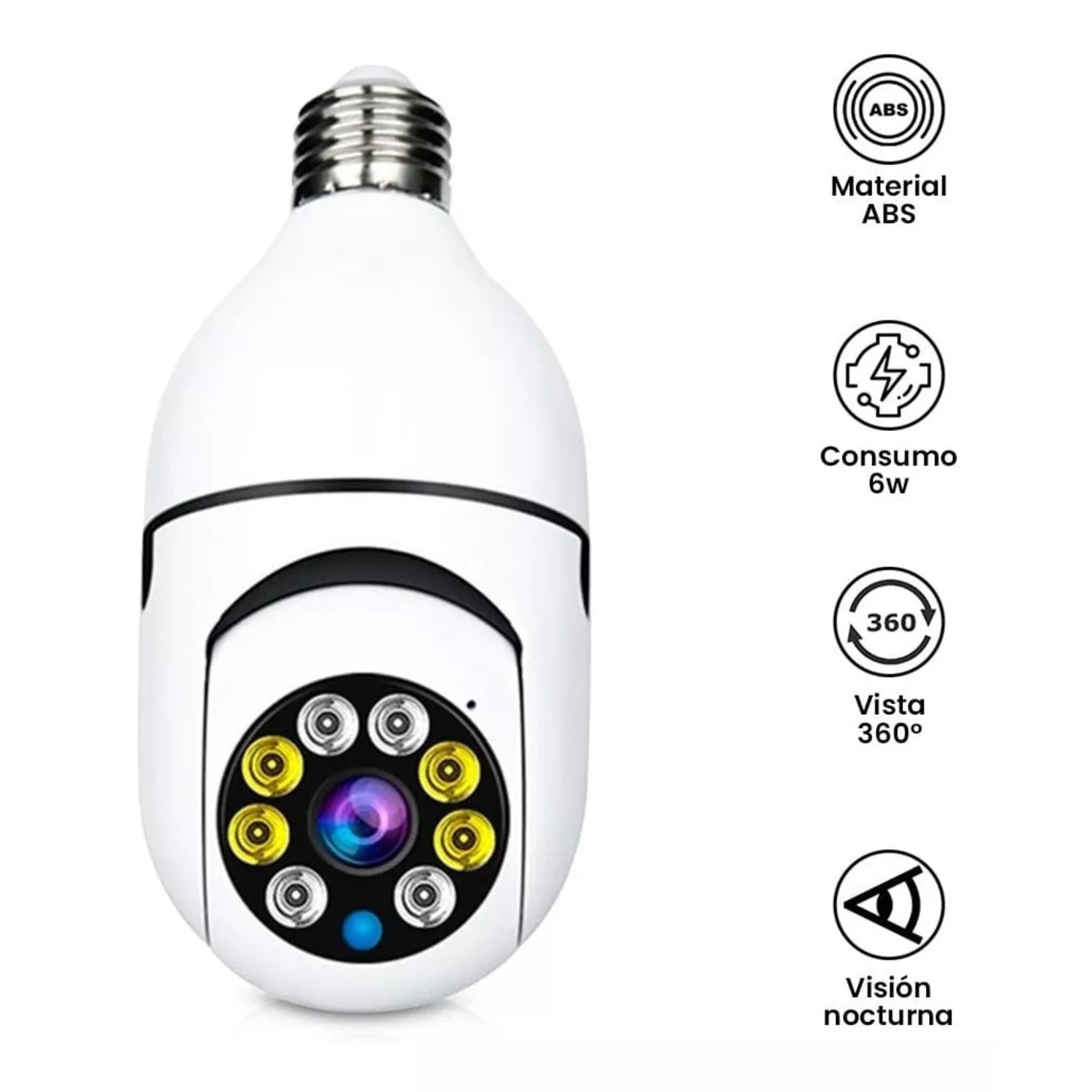 FOCO CAMARA ESPÍA SEGURIDAD VISION NOCTURNA FACIL INSTALAR GIRO 360 - 2