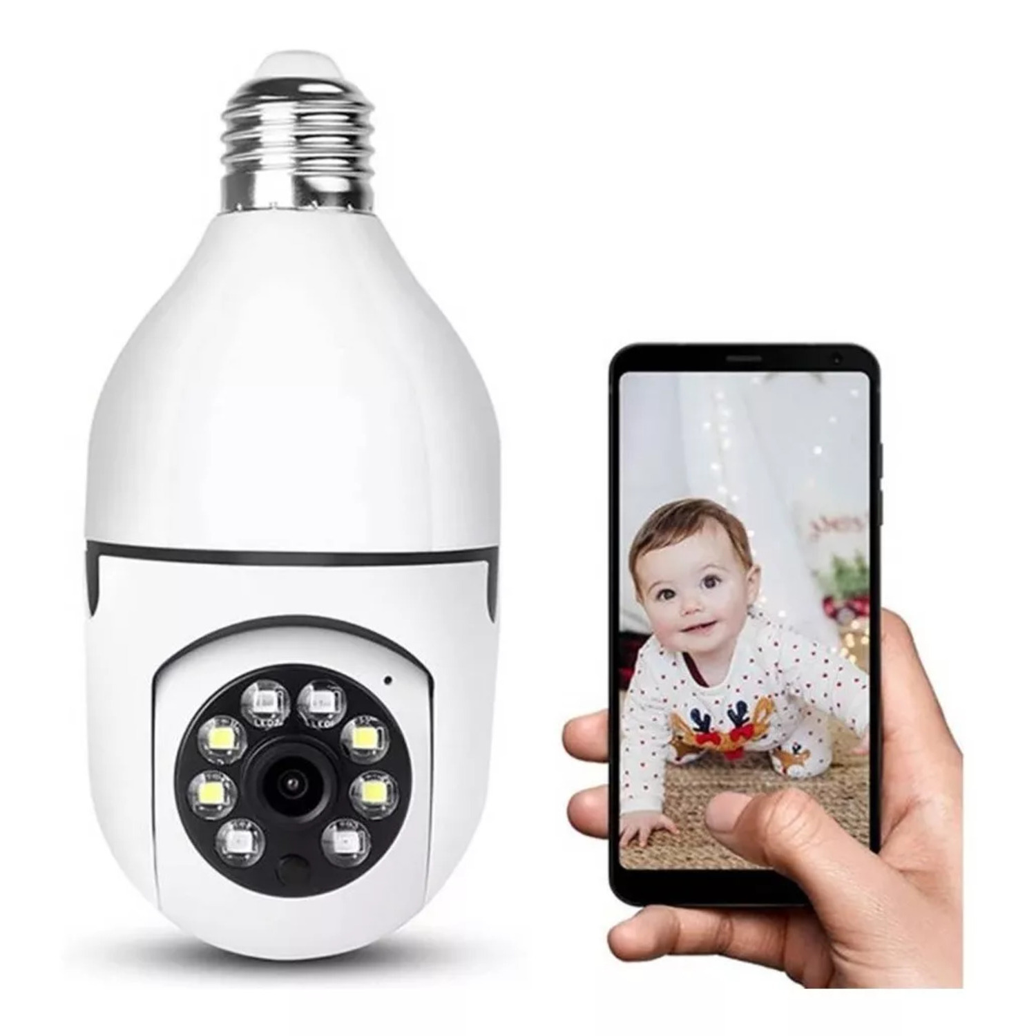 FOCO CAMARA ESPÍA SEGURIDAD VISION NOCTURNA FACIL INSTALAR GIRO 360 - 4