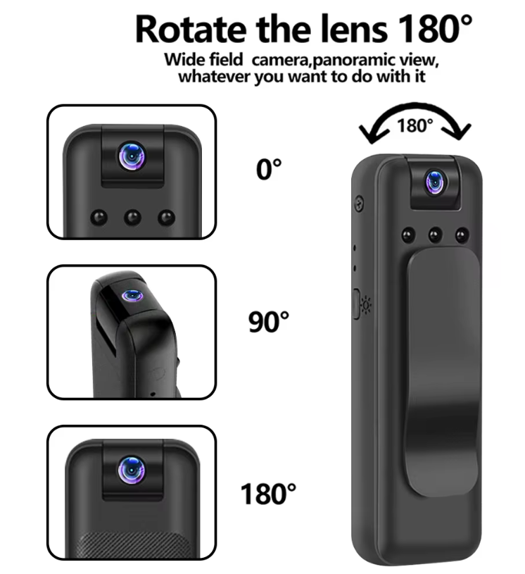 CÁMARA CORPORAL 1080P FULL HD CON WIFI VISIÓN NOCTURNA 155° GRAN ANGULAR GRABADORA DE VIDEO PORTÁTIL - 1