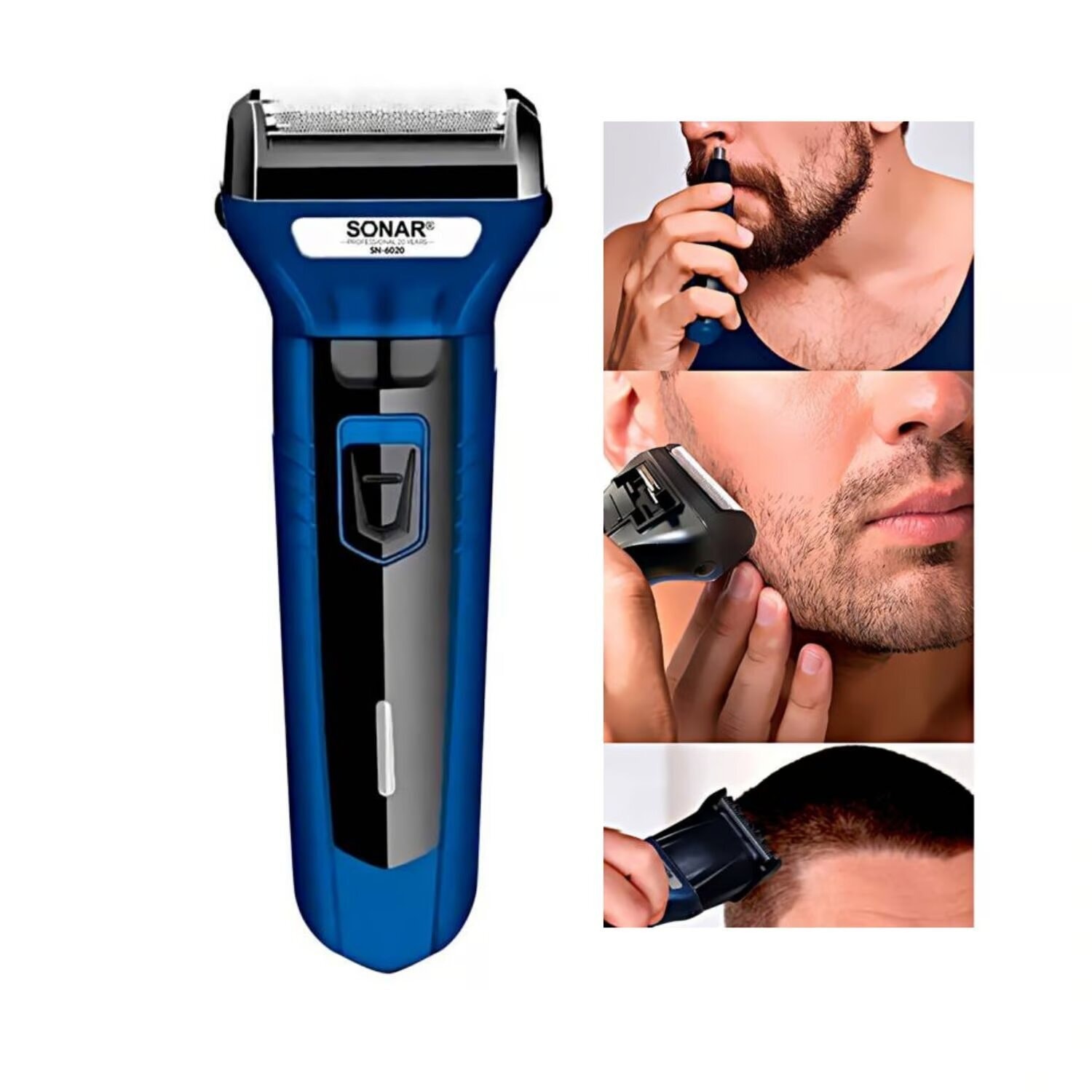 CORTADOR DE CABELLO Y AFEITADOR SONAR HAIR CLIPPER 3EN1 NEGRO - 1