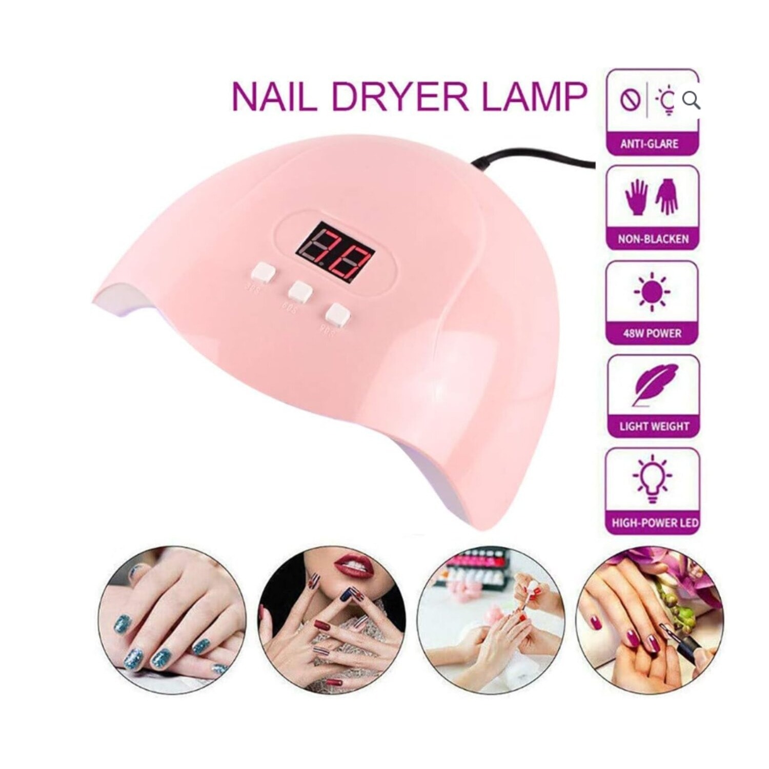 LAMPARA SECADORA DE UÑAS LED SECADO RAPIDO - 2