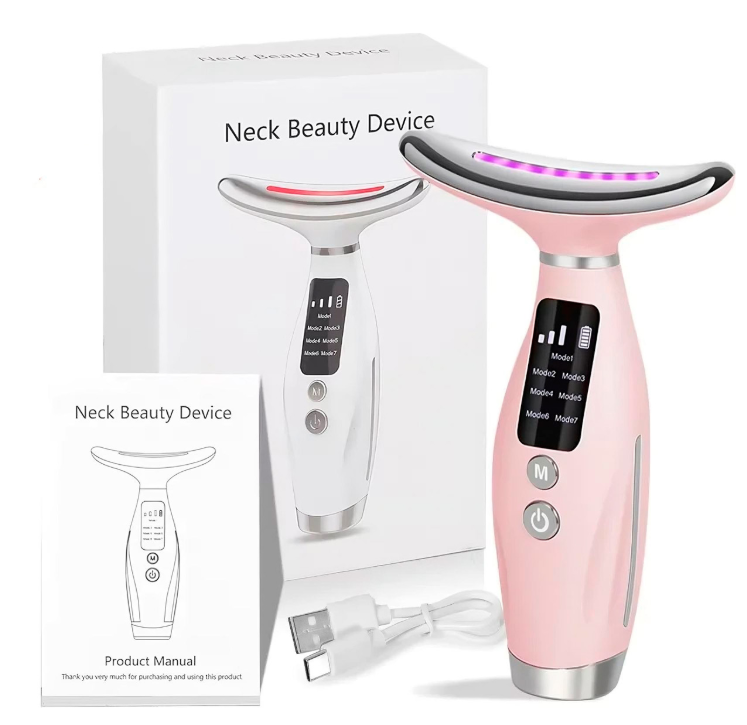MASAJEADOR REJUVENECEDOR FACIAL Y CUELLO CON LUZ LED ANTIEDAD REAFIRMANTE - 1