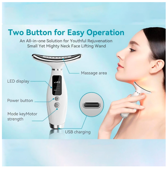 MASAJEADOR REJUVENECEDOR FACIAL Y CUELLO CON LUZ LED ANTIEDAD REAFIRMANTE - 4