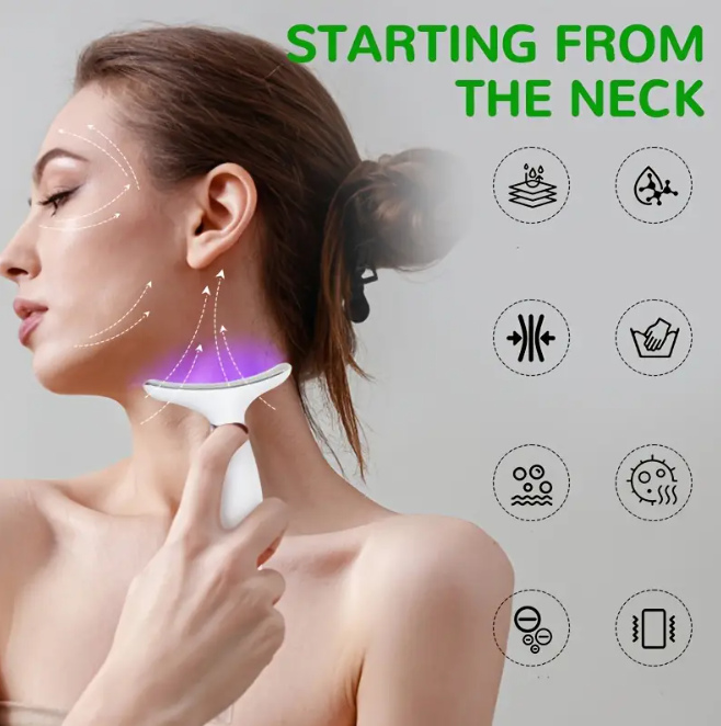 MASAJEADOR REJUVENECEDOR FACIAL Y CUELLO CON LUZ LED ANTIEDAD REAFIRMANTE - 5