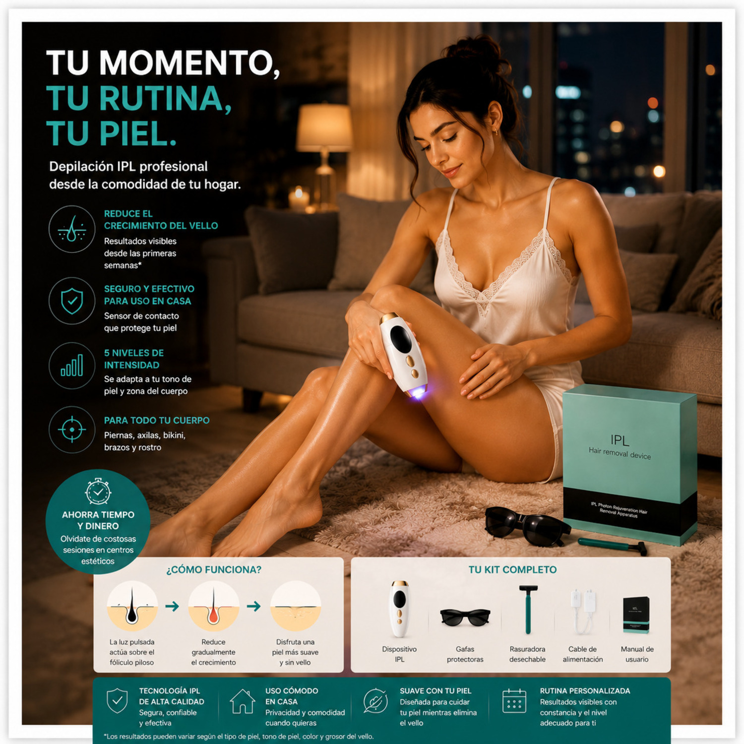 DEPILADORA LASER IPL PROFESIONAL PARA CASA - TECNOLOGÍA DE LUZ PULSADA CON 5 NIVELES - 6