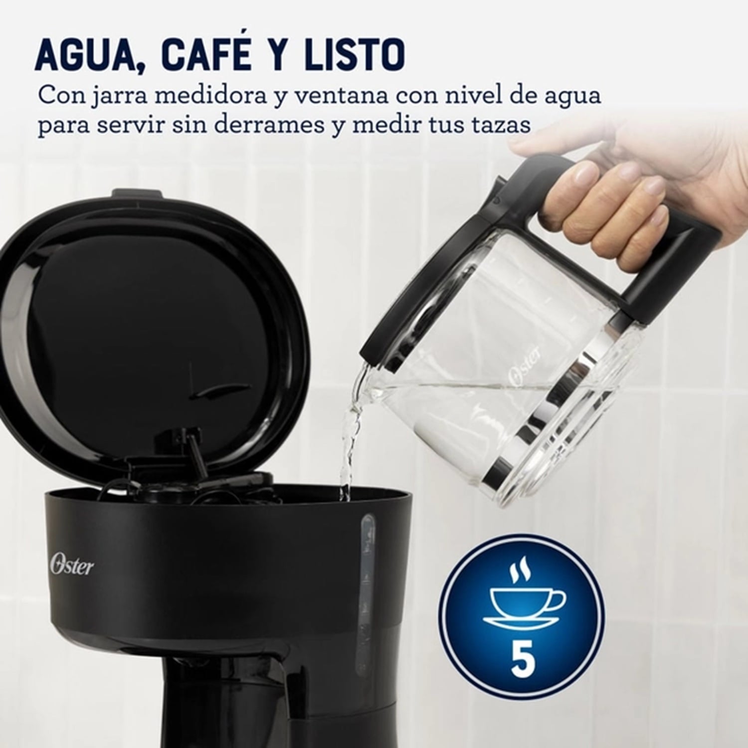 CAFETERA OSTER 5 TAZAS BVSTDCS51B CON FILTRO REUTILIZABLE - 2