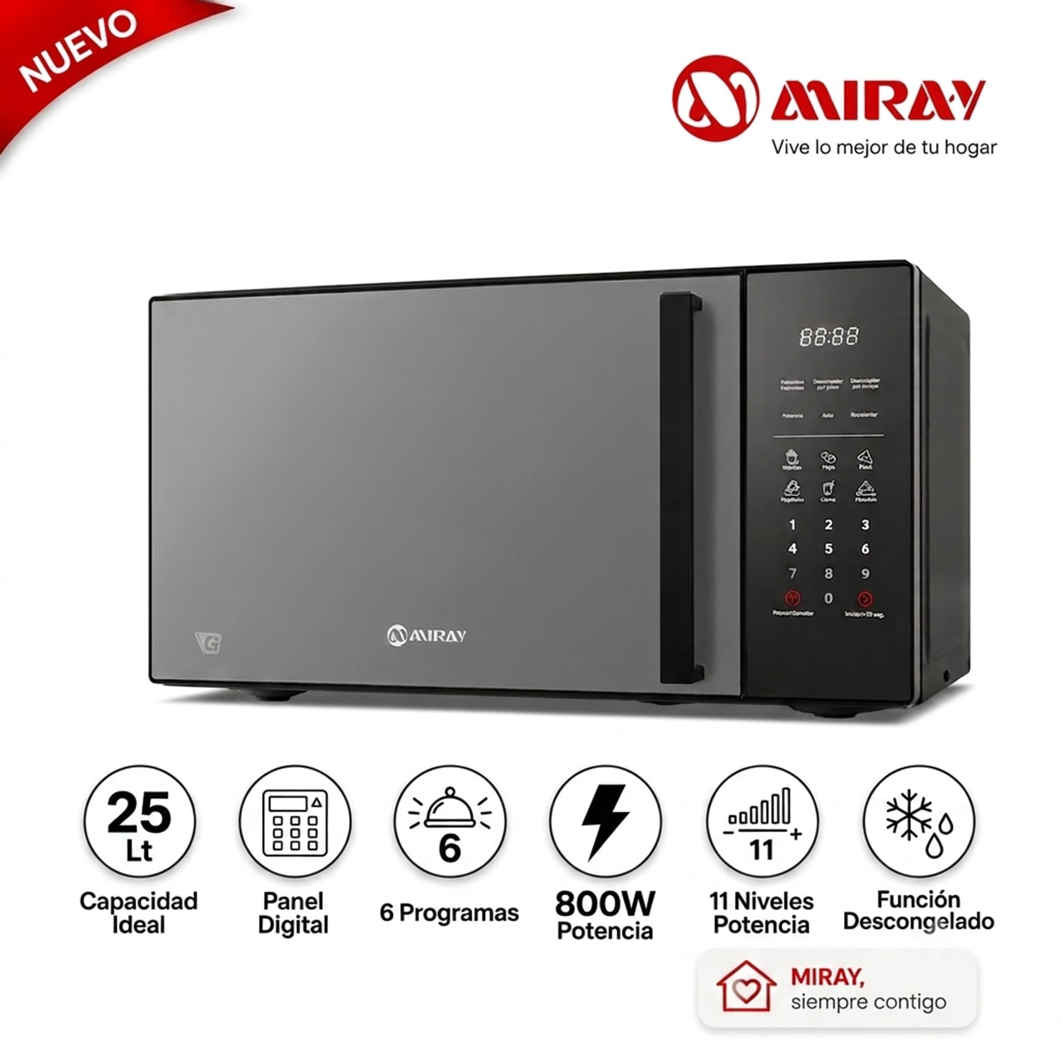 HORNO MICROONDAS MIRAY HMM-255N 25 L - 1