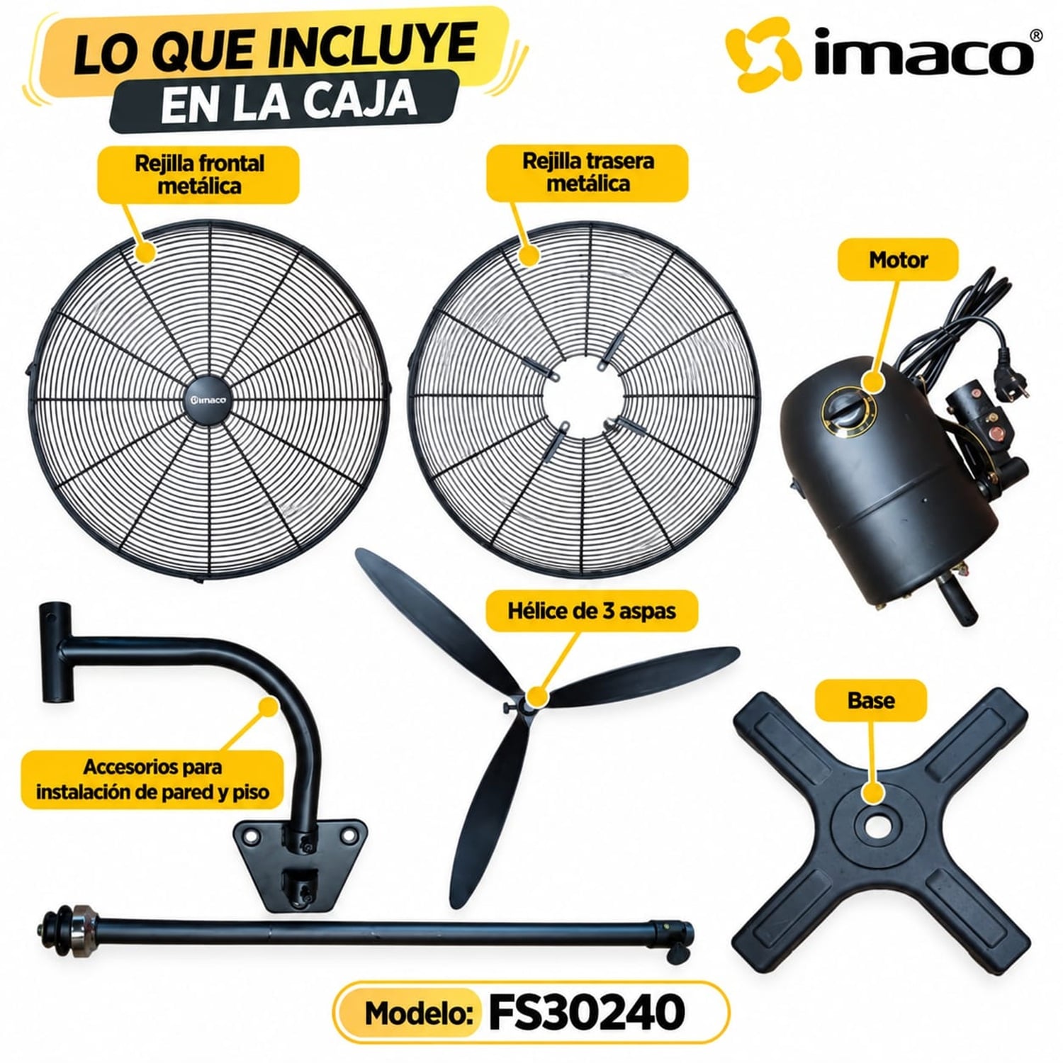 VENTILADOR INDUSTRIAL IMACO DE PARED Y PISO 30″ 240 WATTS FS30240 - 2