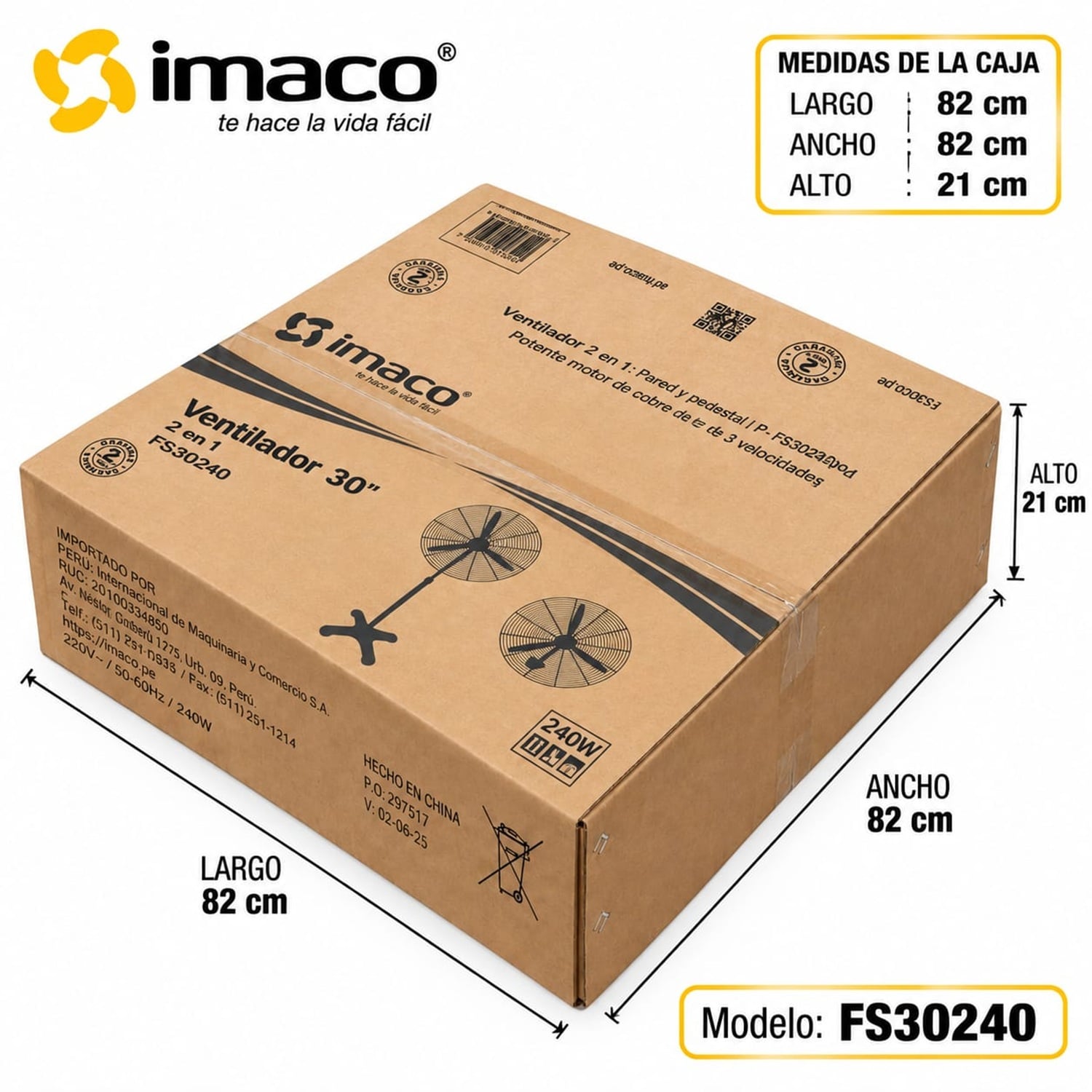 VENTILADOR INDUSTRIAL IMACO DE PARED Y PISO 30″ 240 WATTS FS30240 - 7