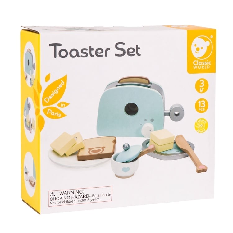 TOASTER SET, JUEGO DE TOSTADORA DE MADERA,, MARCA CLASSIC WORLD - 1