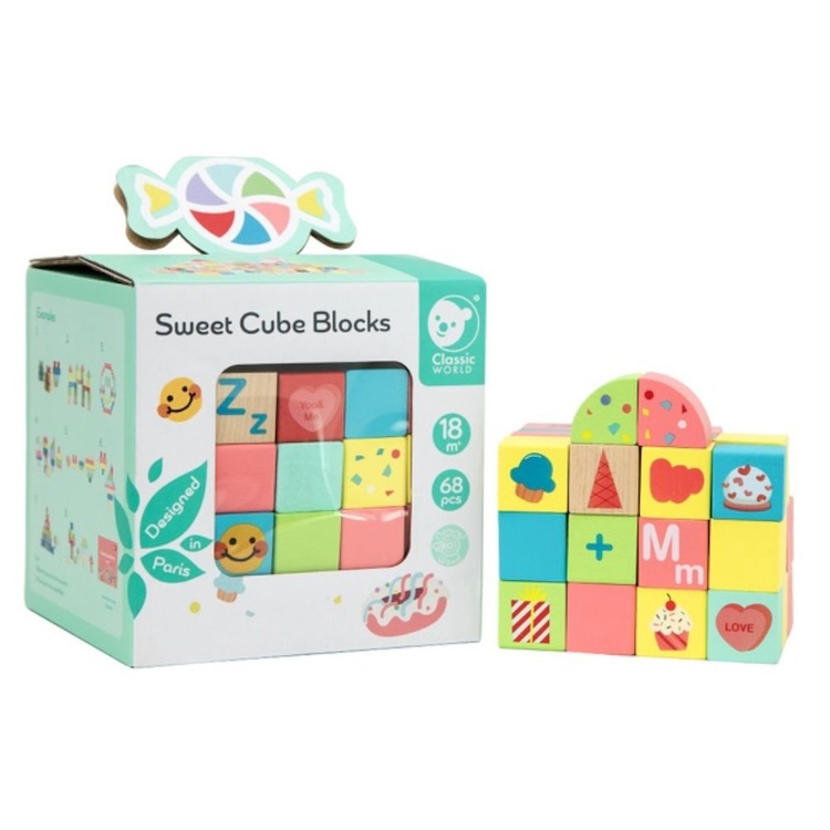 BLOQUES DE CUBOS DULCES, SWEET CUBE BLOCKS, DE MADERA, CLASSIC WORLD - 2