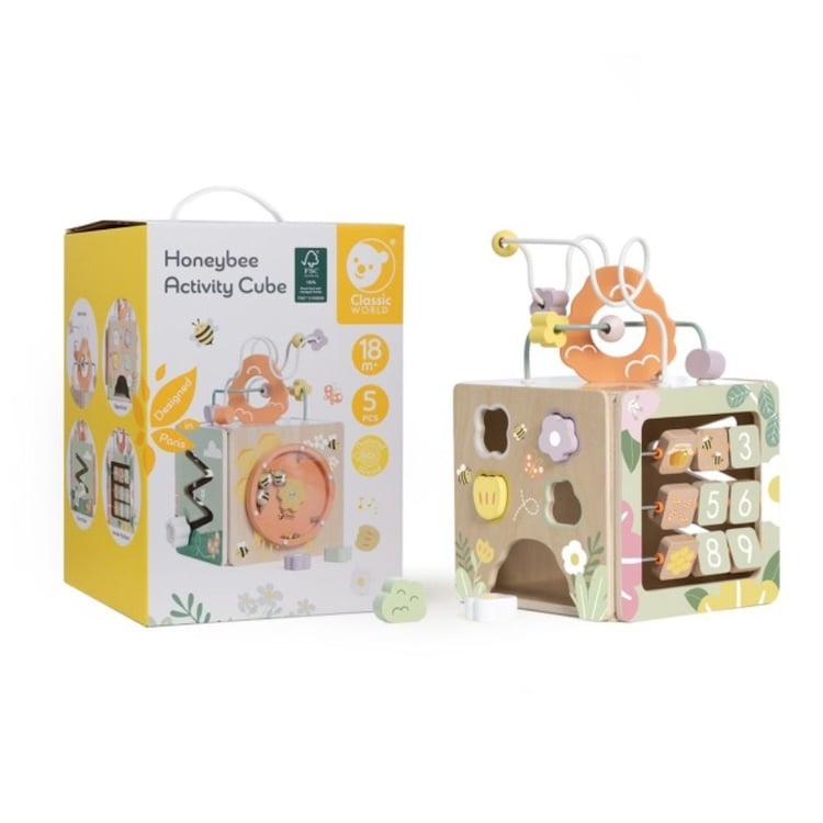 CUBO DE ACTIVIDADES ABEJA, HONEYBEE ACTIVITY CUBE, DE MADERA, MARCA CLASSIC WORLD - 3