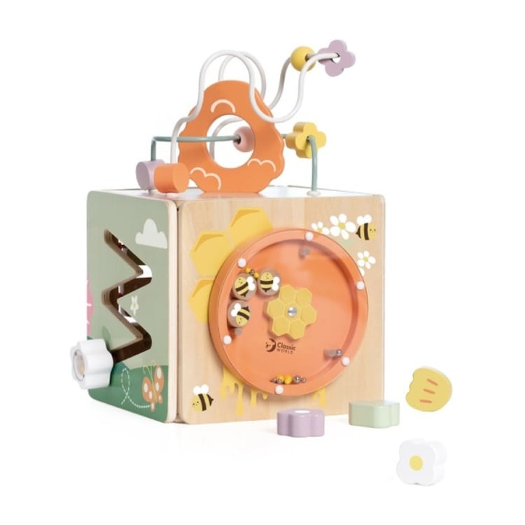 CUBO DE ACTIVIDADES ABEJA, HONEYBEE ACTIVITY CUBE, DE MADERA, MARCA CLASSIC WORLD - 5