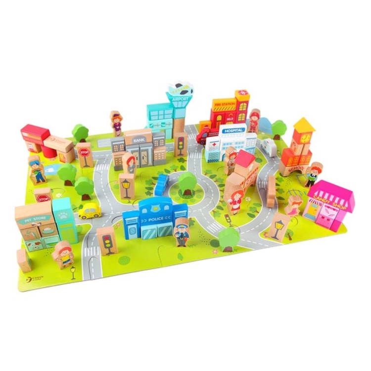 BLOQUES DE CONSTRUCCIÓN DE CIUDADES, CITY BUILDING BLOCKS, DE MADERA, CLASSIC WORLD - 5
