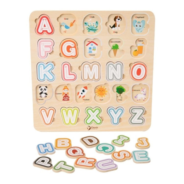 PUZZLE ALFABETICO, ALPHABET PUZZLE, DE MADERA, CLASSIC WORLD - 1