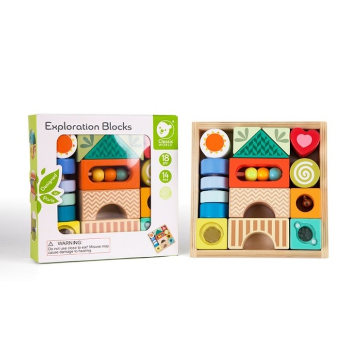BLOQUES DE EXPLORACION, EXPLORATION BLOCKS, DE MADERA, CLASSIC WORLD - 2