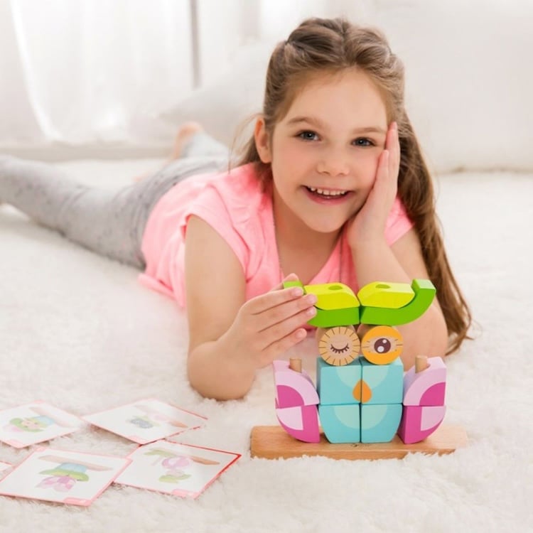 JUEGO DE BLOQUES BUHO, OWL BLOCKS SET, DE MADERA, CLASSIC WORLD - 1