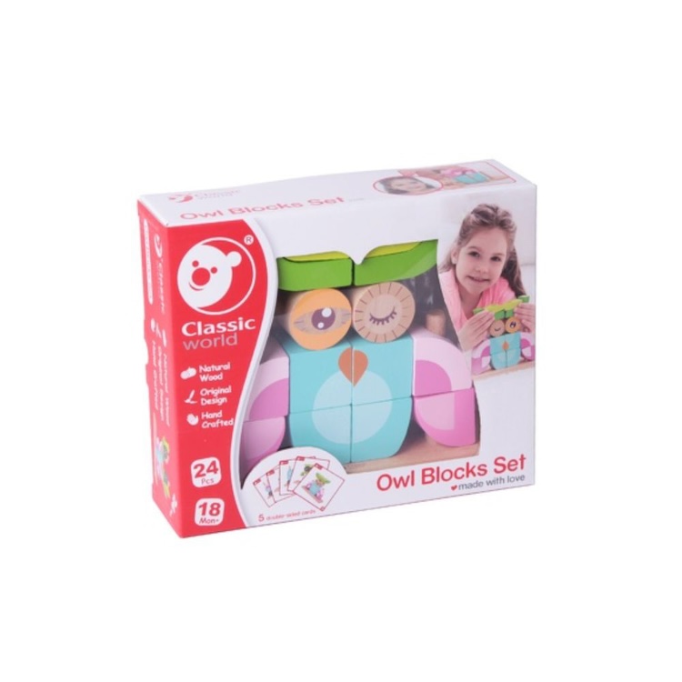 JUEGO DE BLOQUES BUHO, OWL BLOCKS SET, DE MADERA, CLASSIC WORLD - 3