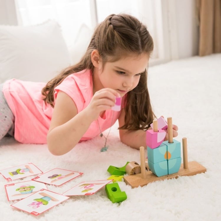 JUEGO DE BLOQUES BUHO, OWL BLOCKS SET, DE MADERA, CLASSIC WORLD - 5