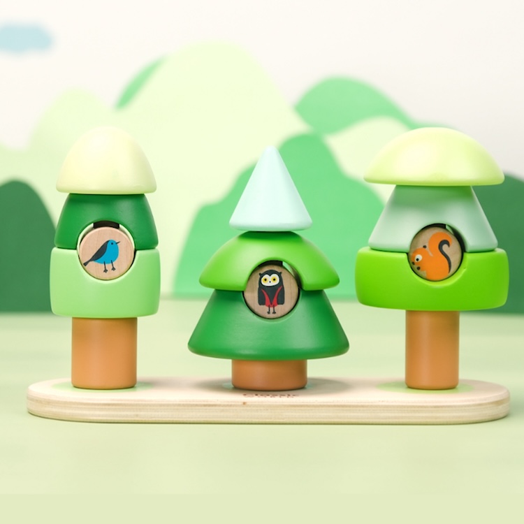 ANILLOS APILABLES PEQUEÑO BOSQUE, STACKING RINGS LITTLE FOREST, DE MADERA, CLASSIC WORLD - 2