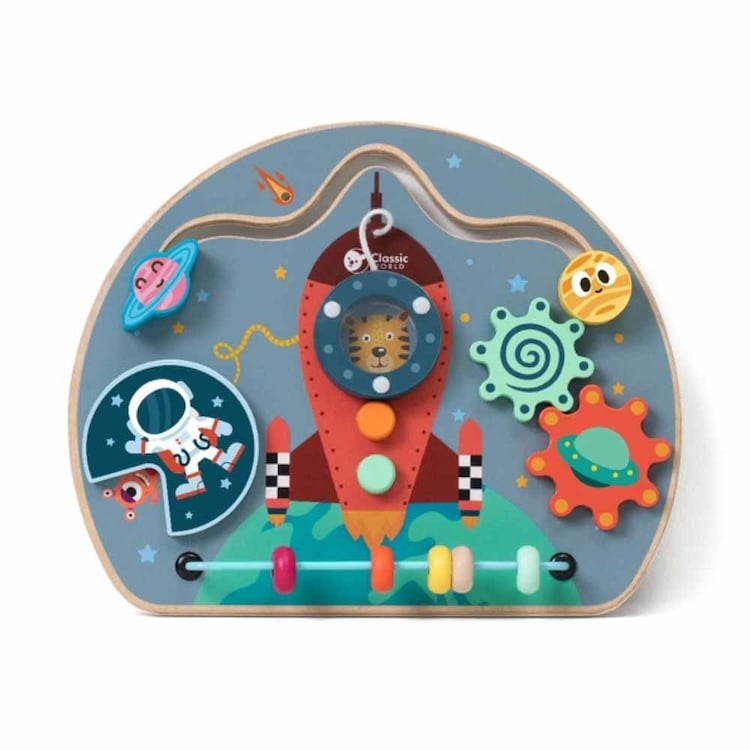 TABLERO LABERINTO COHETE, ROCKET BUSY BOARD, DE MADERA, MARCA CLASSIC WORLD - 2