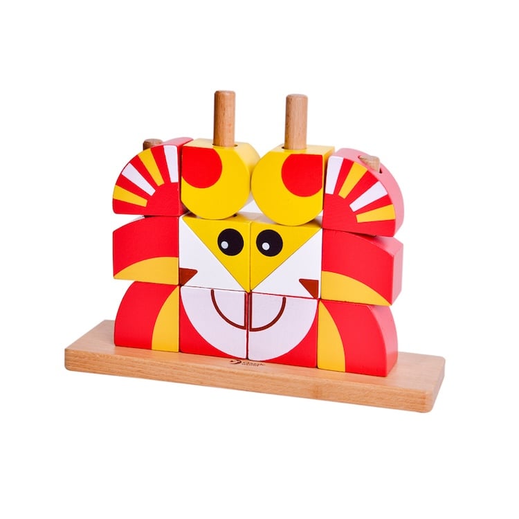 BLOQUES UNI LEÓN, ROMPECABEZAS, LION UNI BLOCKS, DE MADERA, CLASSIC WORLD - 1