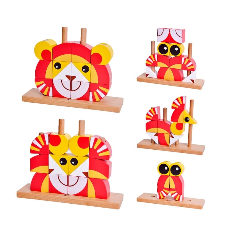 BLOQUES UNI LEÓN, ROMPECABEZAS, LION UNI BLOCKS, DE MADERA, CLASSIC WORLD - 4