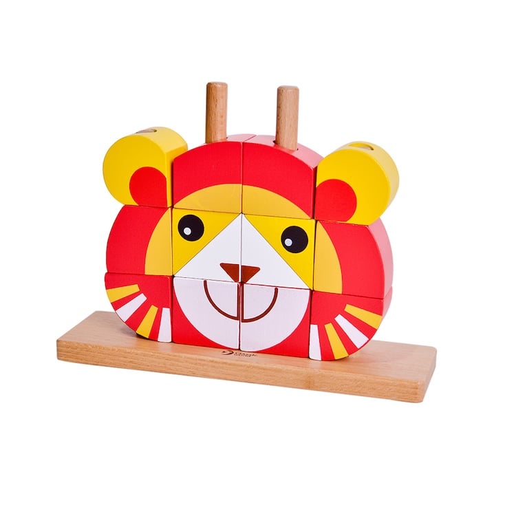 BLOQUES UNI LEÓN, ROMPECABEZAS, LION UNI BLOCKS, DE MADERA, CLASSIC WORLD - 5