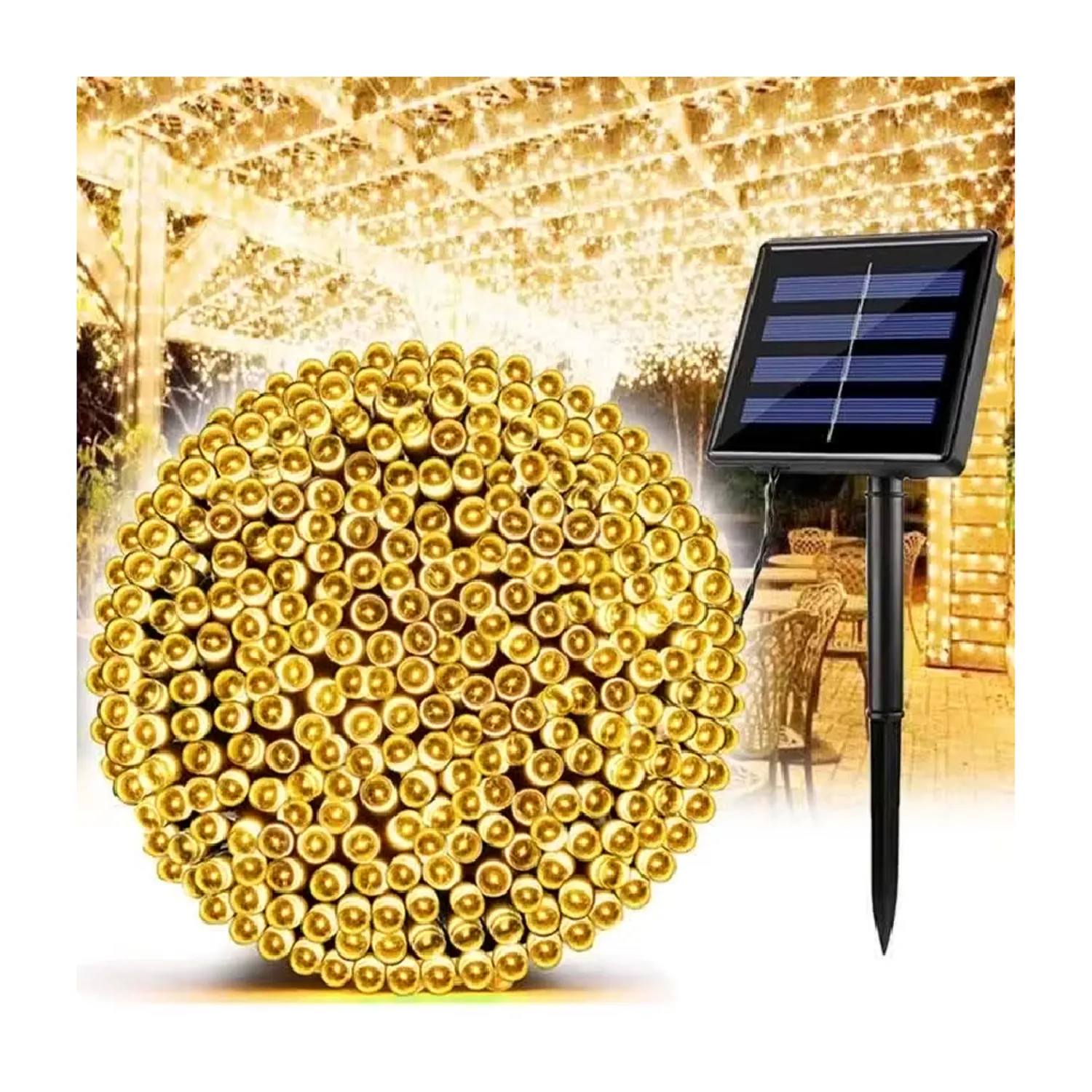 LUCES NAVIDEÑAS AMBAR CON PANEL SOLAR 10MTS - 2