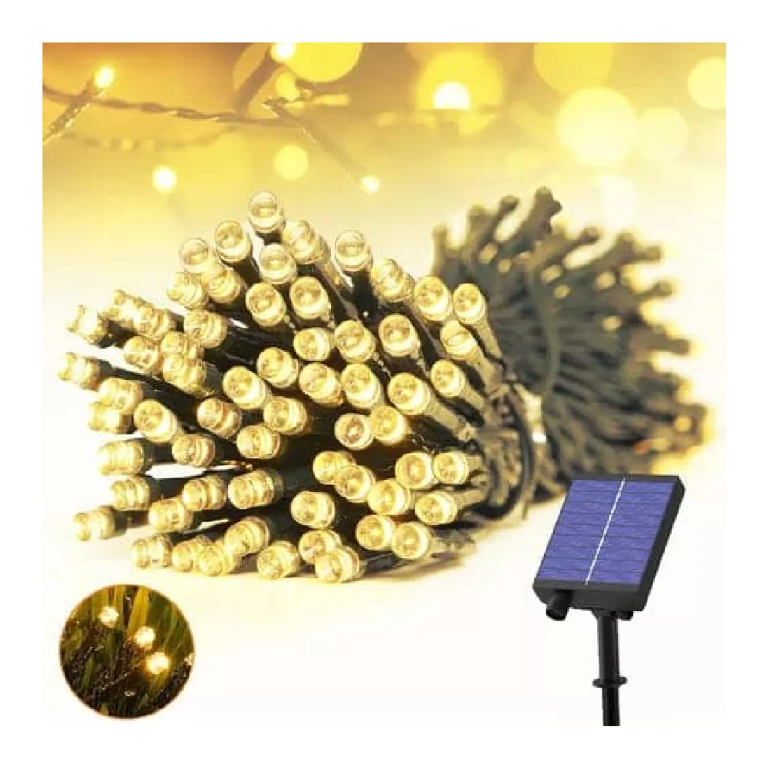 LUCES NAVIDEÑAS AMBAR CON PANEL SOLAR 10MTS - 3