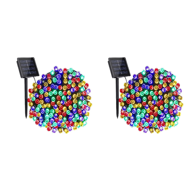 PACK 2 LUCES NAVIDEÑAS CON PANEL SOLAR MULTICOLOR 10 MTRS - 1