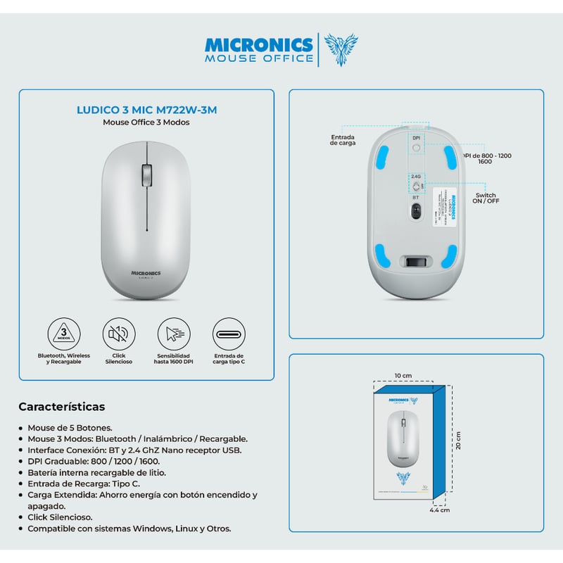 MOUSE MICRONICS LUDICO 3 - MIC M722W-3M - 3